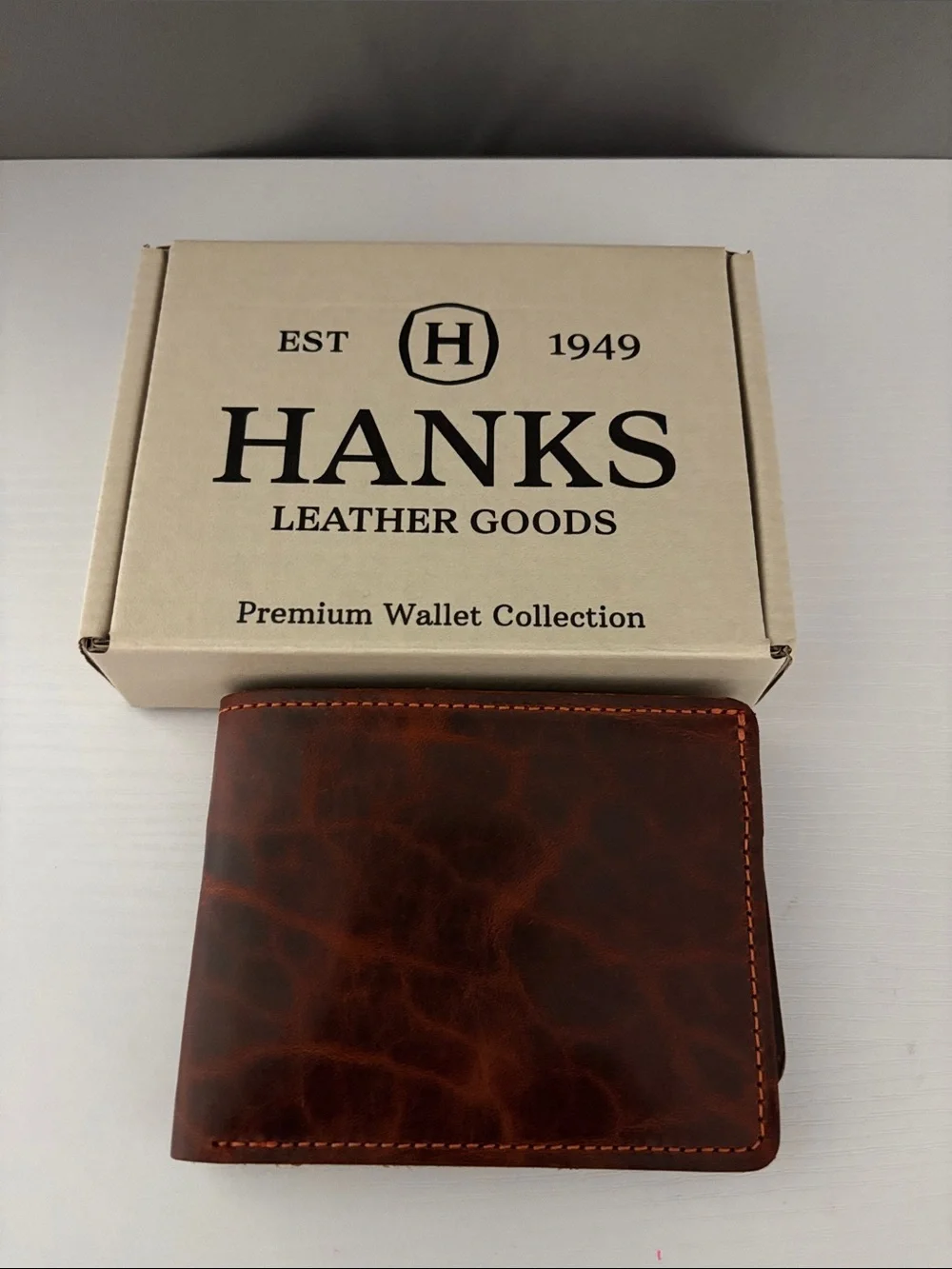 Hanks Leather Goods Powell Bison Bifold with ID Window Fold Over Wallet